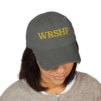 Distressed Embroidered Streetwear Cap - Charcoal Grey WRSHP Dad Hat