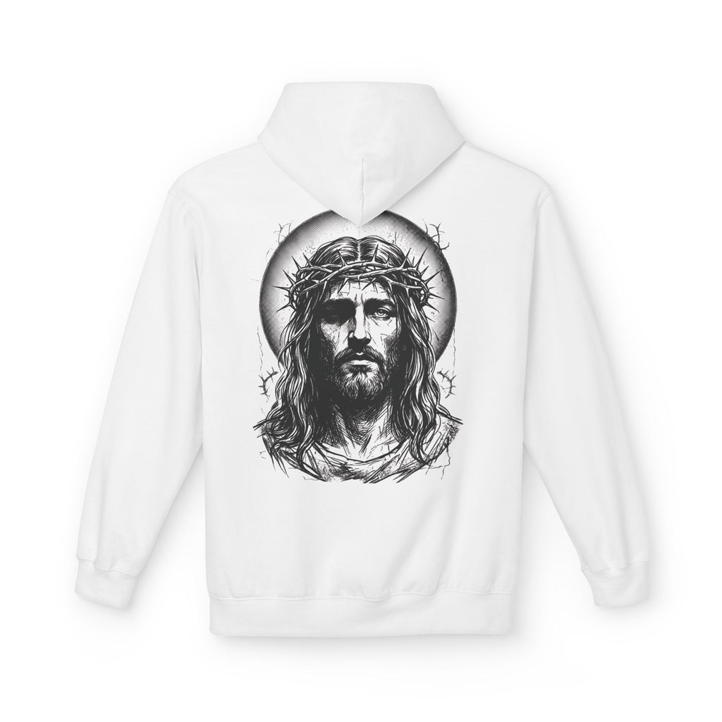 Basics Jesus Portrait Hoodie - Crown of Thorns Graphic Christian Faith Sweatshirt