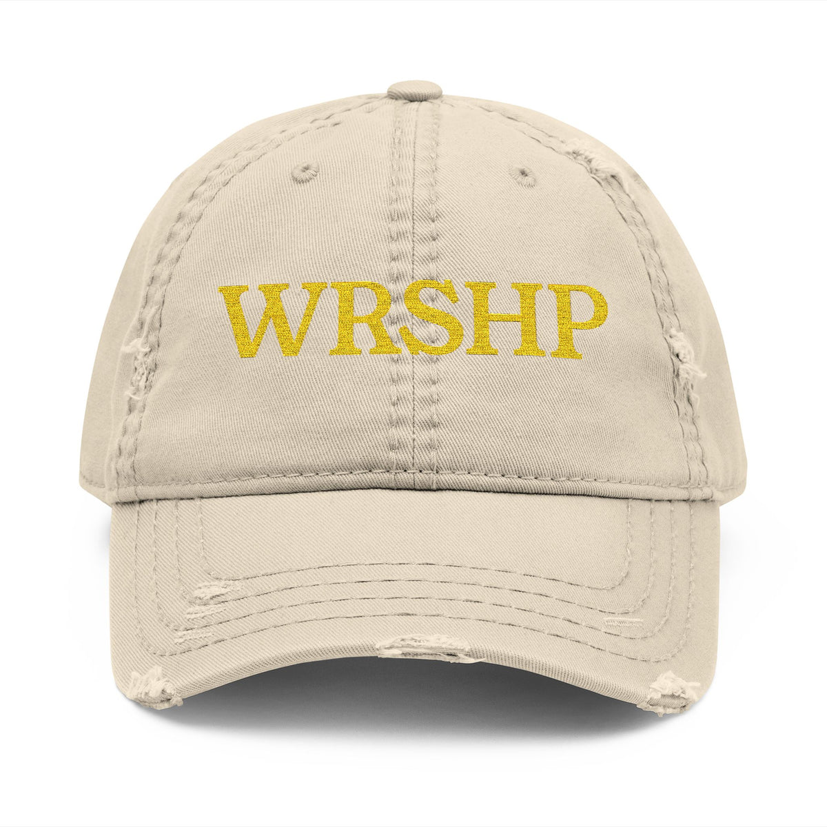 Distressed Embroidered Streetwear Cap - Charcoal Grey WRSHP Dad Hat