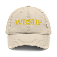 Distressed Embroidered Streetwear Cap - Charcoal Grey WRSHP Dad Hat