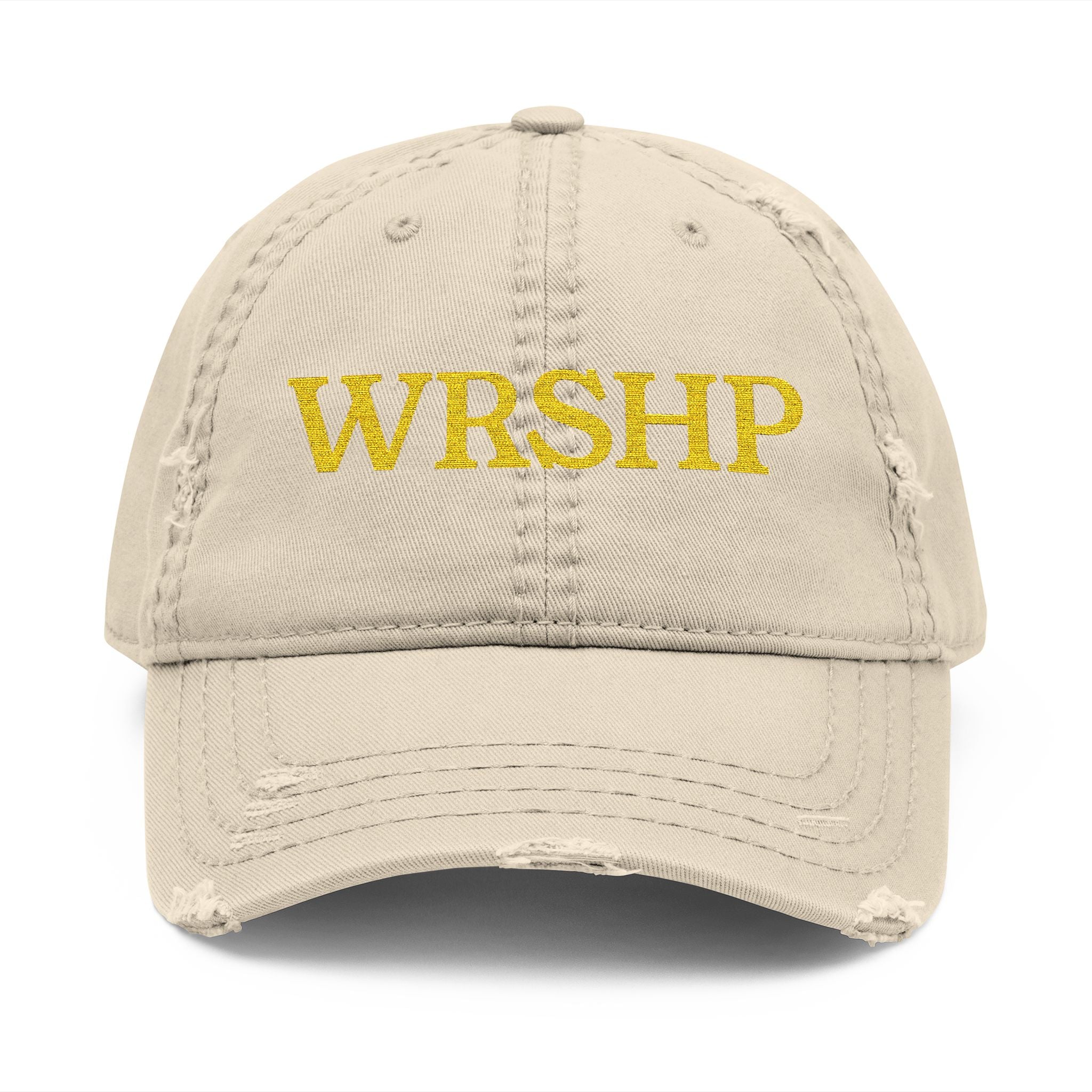 Distressed Embroidered Streetwear Cap - Charcoal Grey WRSHP Dad Hat