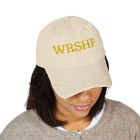 Distressed Embroidered Streetwear Cap - Charcoal Grey WRSHP Dad Hat