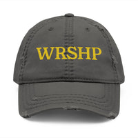 Distressed Embroidered Streetwear Cap - Charcoal Grey WRSHP Dad Hat