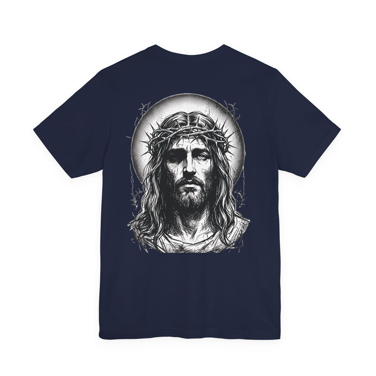 Jesus Portrait Graphic Tee | Minimalist Cross Christian T-Shirt