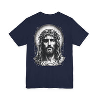 Jesus Portrait Graphic Tee | Minimalist Cross Christian T-Shirt