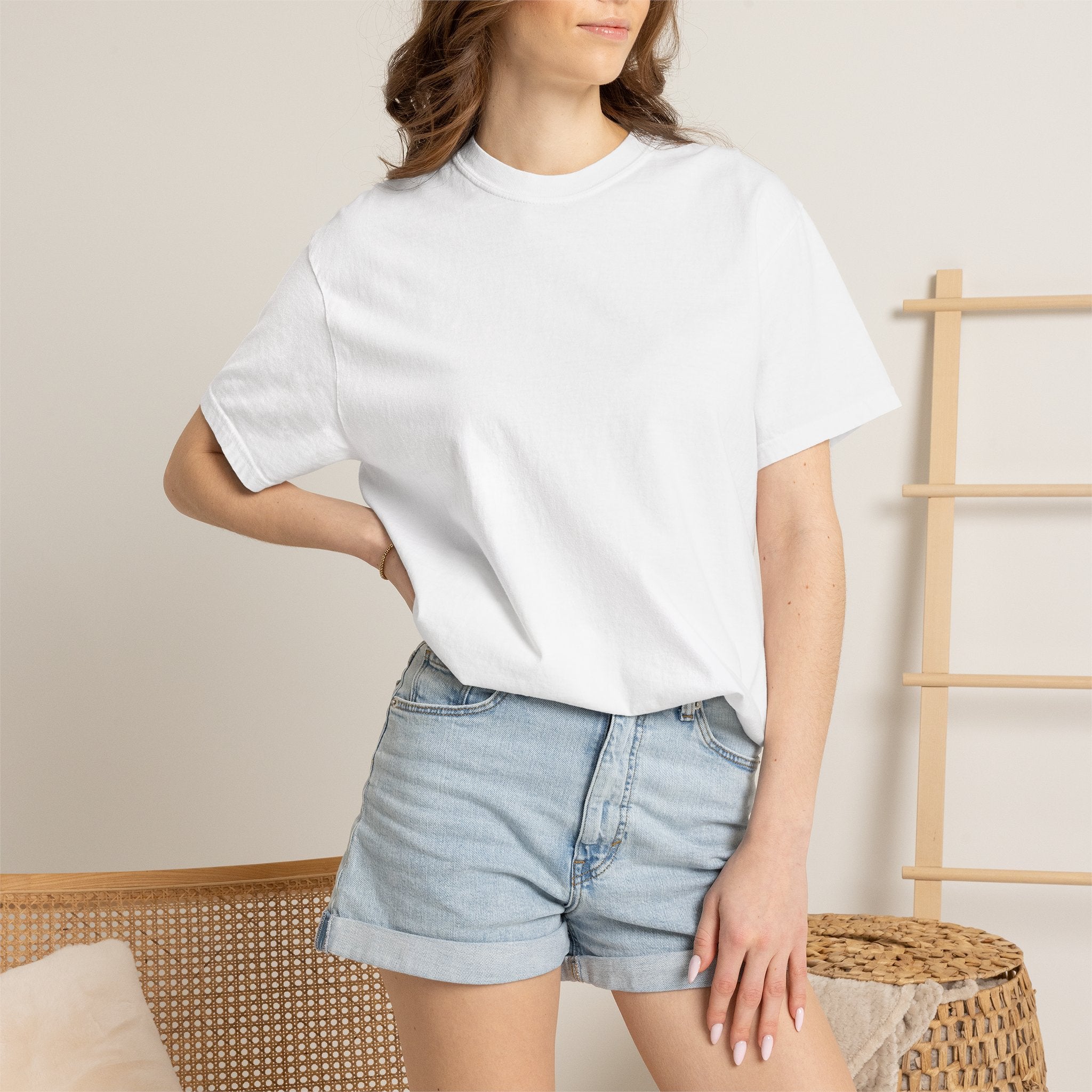 Premium T-Shirt — Japanese Wave Back Print with Kanji Text (Hokusai-Inspired)
