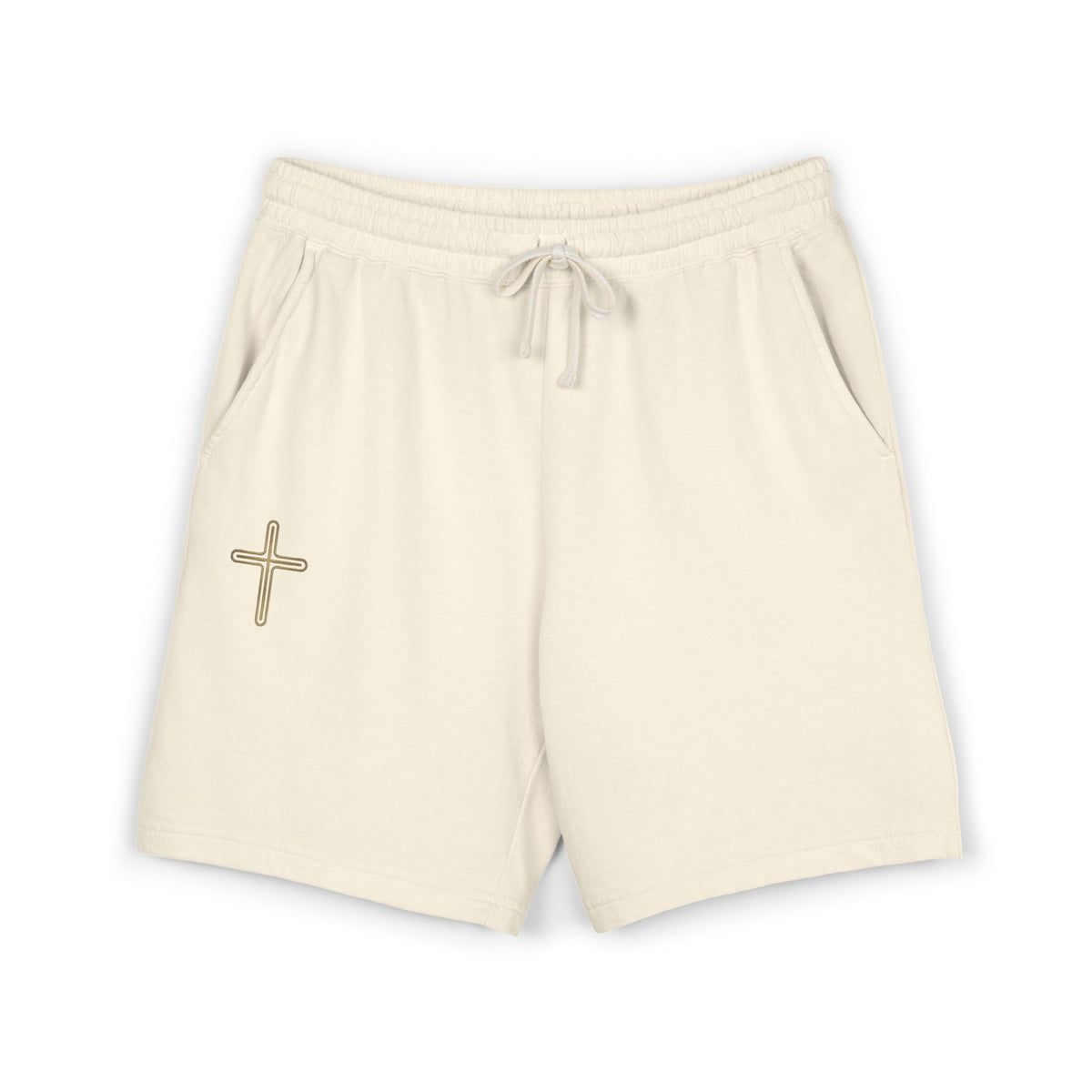 Premium Ivory Lounge Shorts | Minimalist Cross Design