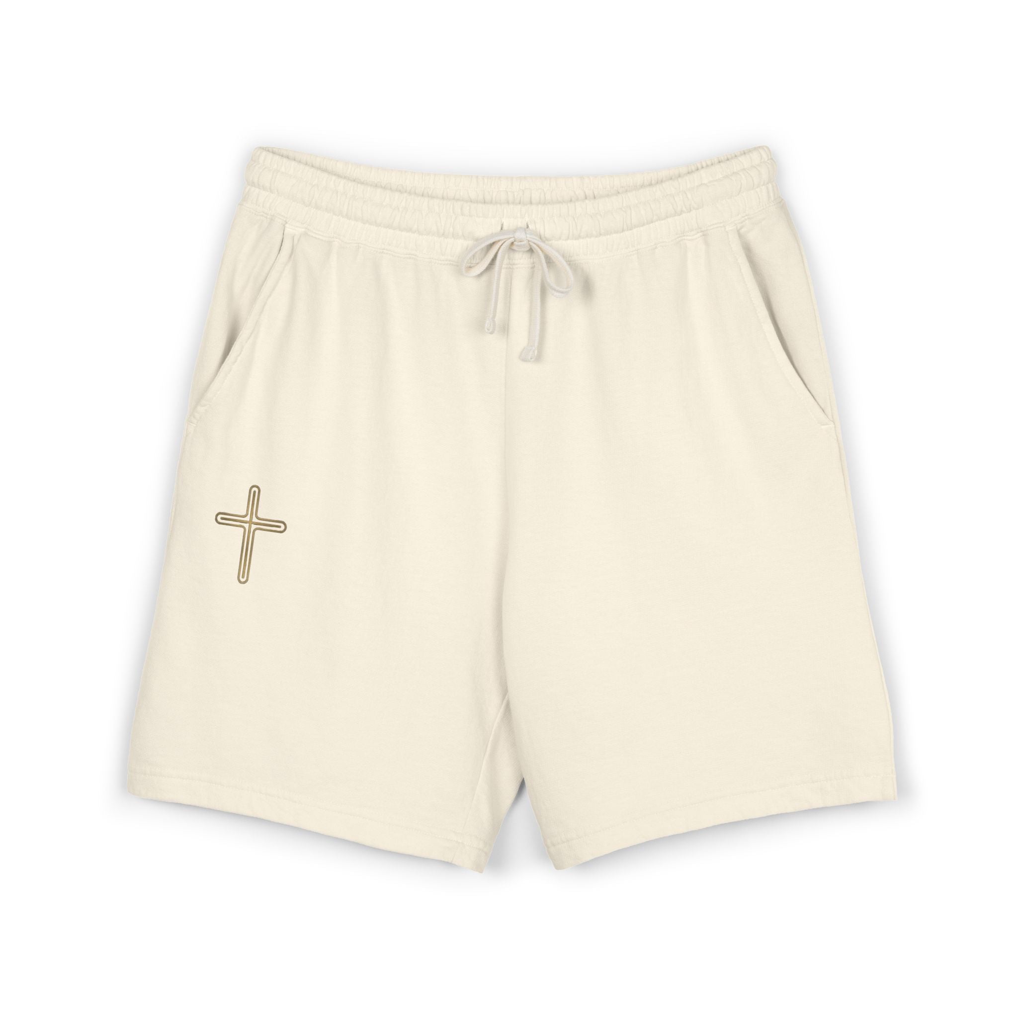Premium Ivory Lounge Shorts | Minimalist Cross Design