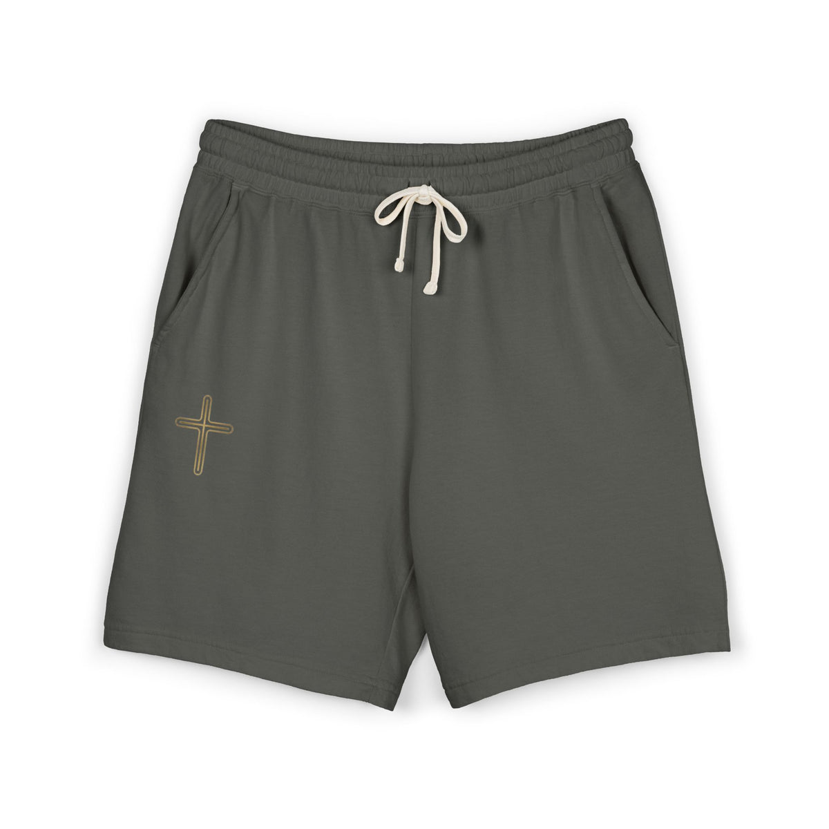 Premium Ivory Lounge Shorts | Minimalist Cross Design