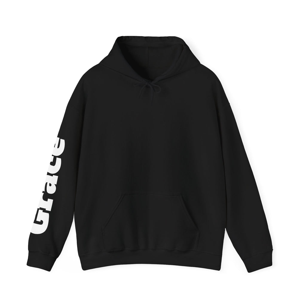 Jesus Portrait Hoodie with "Grace" Sleeve Graphic — Inspirational Christian Streetwear