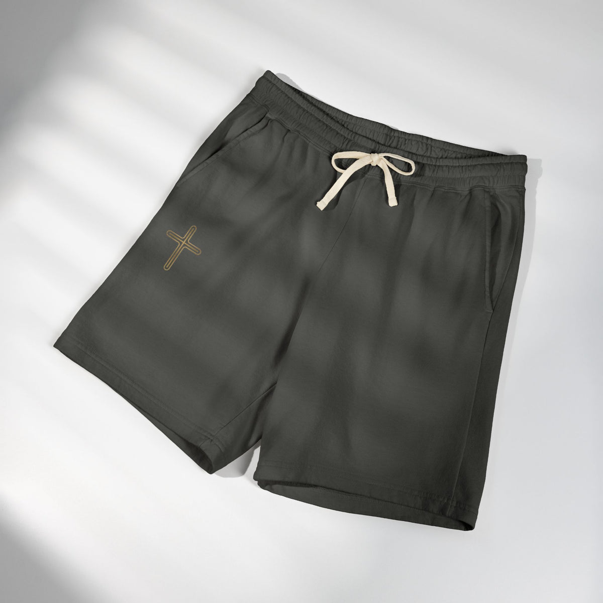 Premium Ivory Lounge Shorts | Minimalist Cross Design