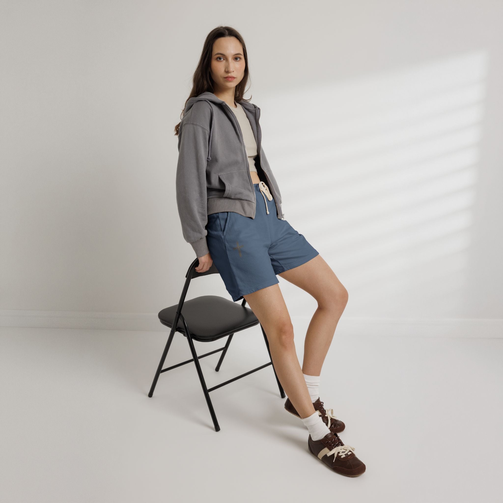 Basics Lightweight Fleece Sweat Shorts — Minimal Cross Accent