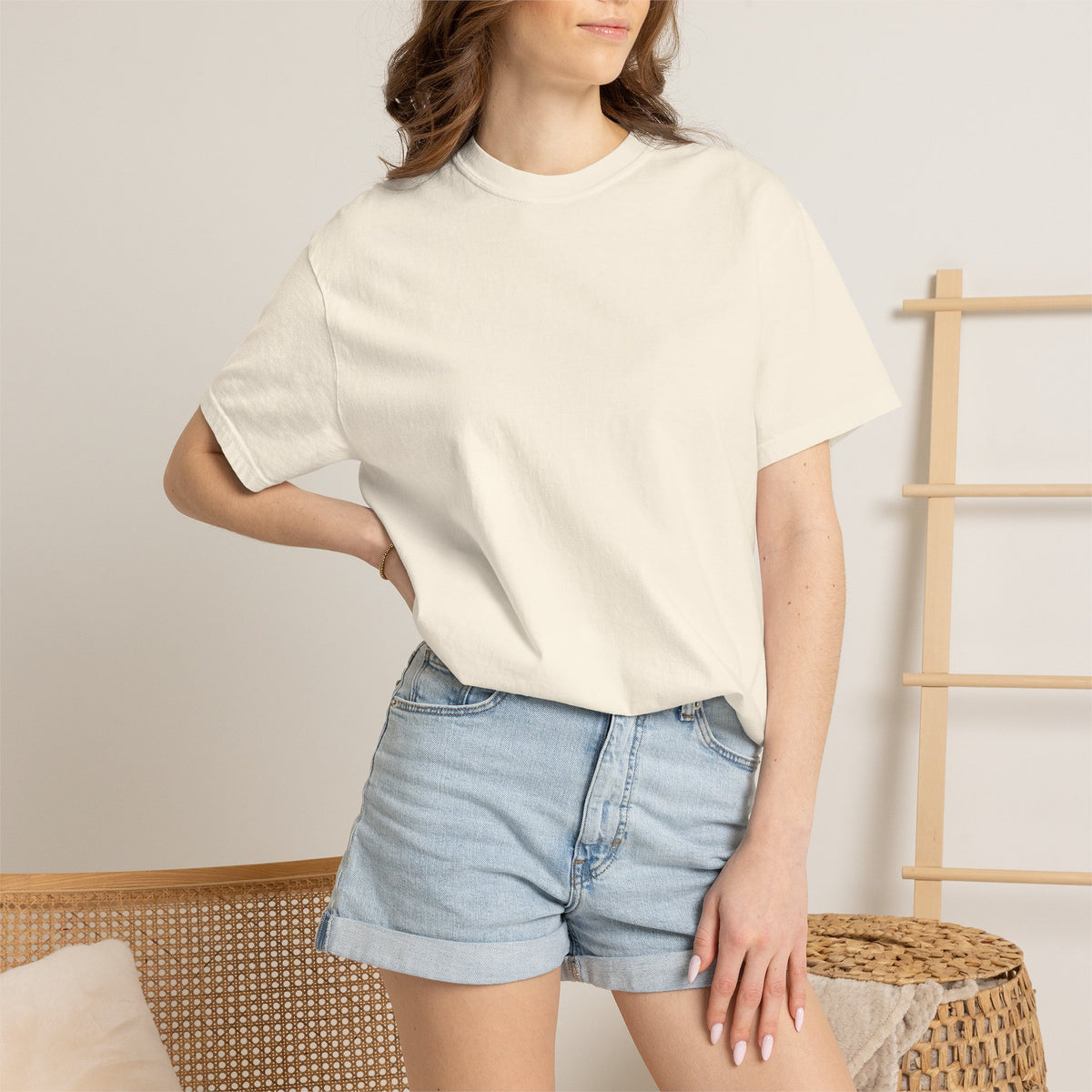 Premium T-Shirt — Japanese Wave Back Print with Kanji Text (Hokusai-Inspired)