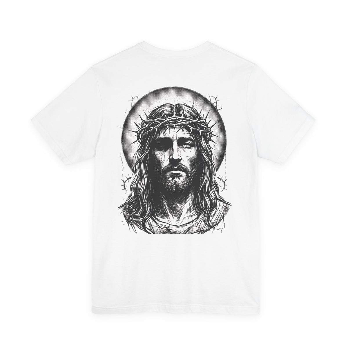 Jesus Portrait Graphic Tee | Minimalist Cross Christian T-Shirt