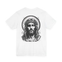 Jesus Portrait Graphic Tee | Minimalist Cross Christian T-Shirt