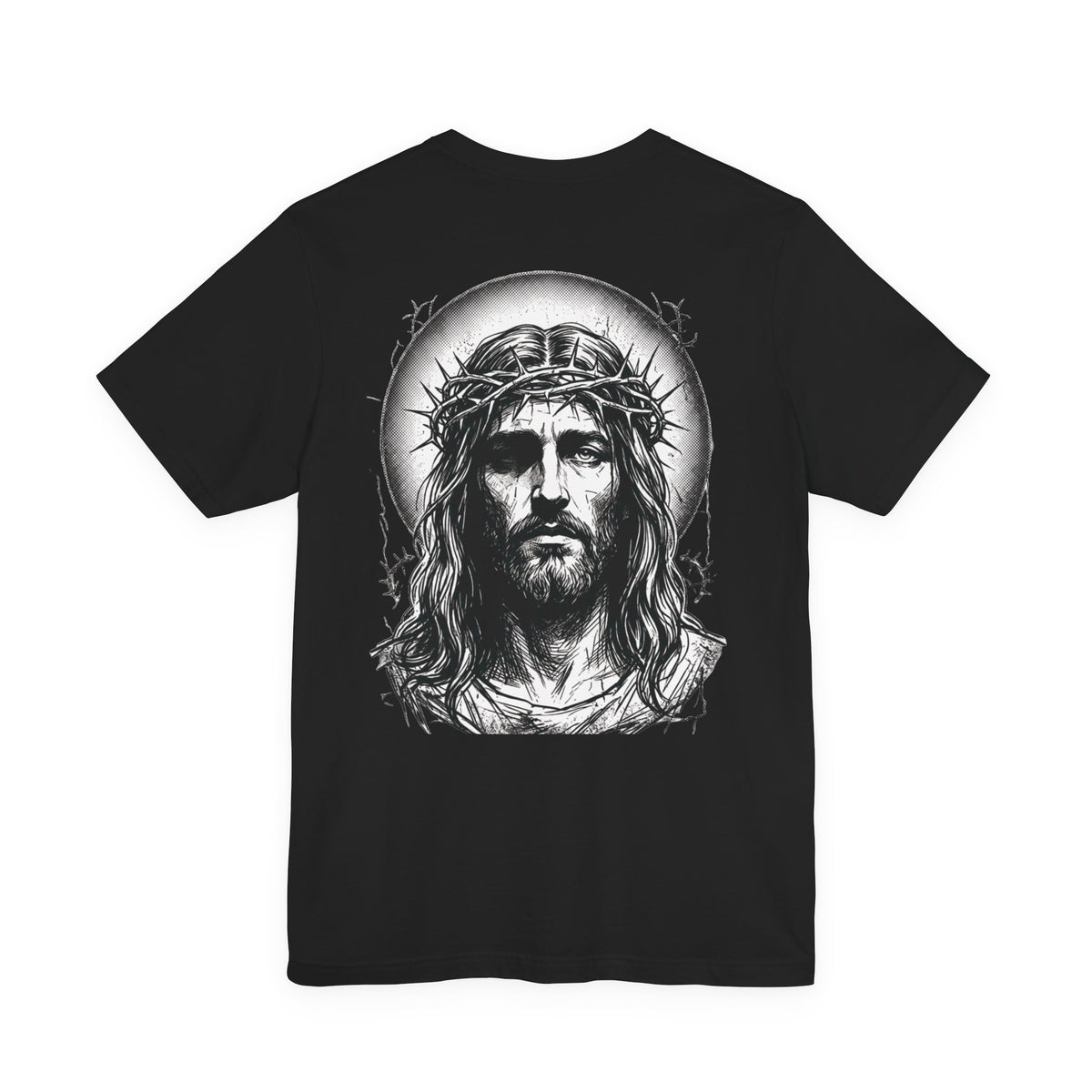 Jesus Portrait Graphic Tee | Minimalist Cross Christian T-Shirt