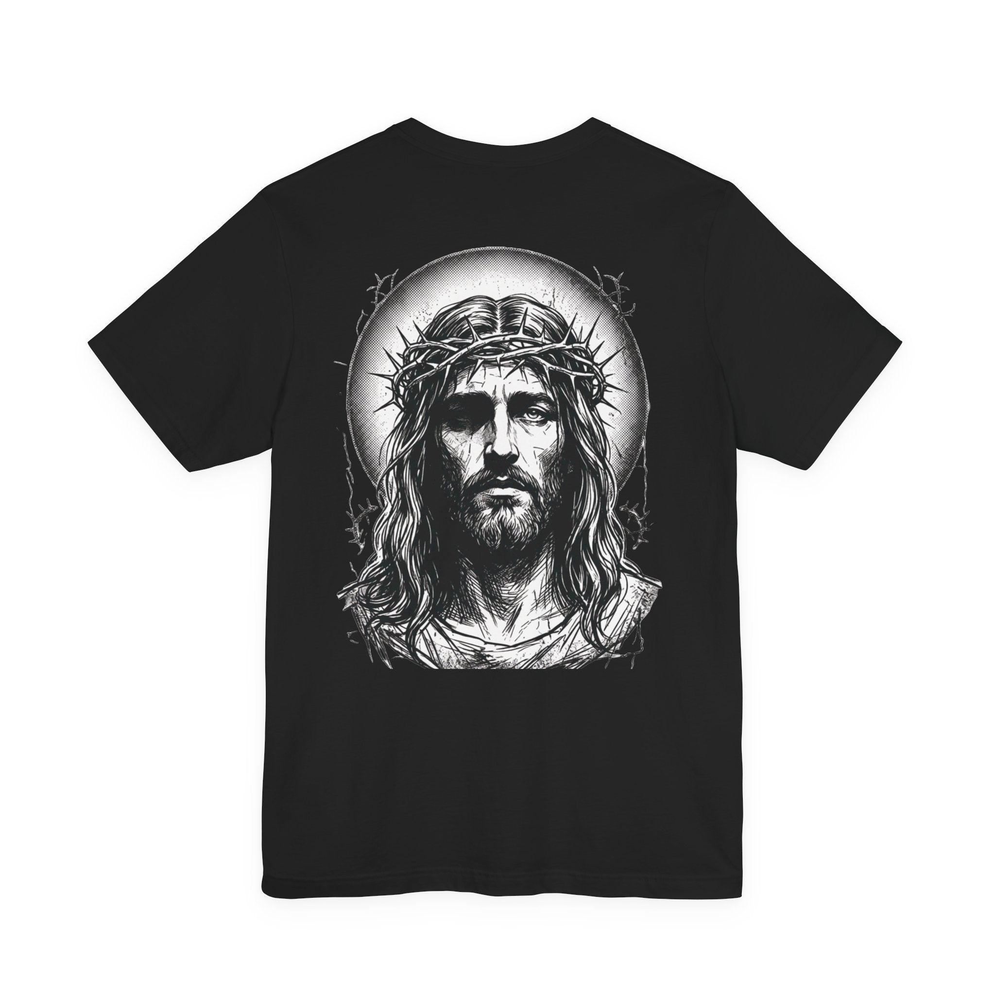 Jesus Portrait Graphic Tee | Minimalist Cross Christian T-Shirt